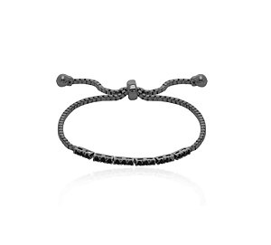 Pulseira Regulável Fileira Cravejada Banhada a Ródio Negro