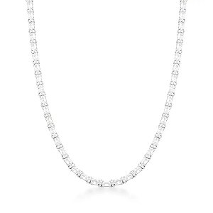 Colar Riviera Lapidação Oval Cristal Banhado a Ródio Branco