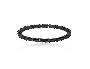 Pulseira Zircônias Retangulares Negras Banhada a Ródio Negro