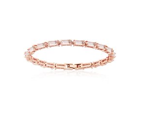 Pulseira Zircônias Retangulares Cristais Banhada a Ouro Rosê