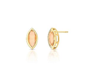Brinco Navete Cristal Laranja Banhado a Ouro