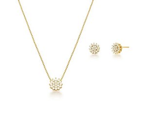 Conjunto Chuveiro Cravejado Banhado a Ouro