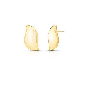 Brinco Médio Curvo Liso Banhado a Ouro 18k