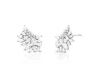 Brinco Ear Cuff Cravação Cristal Banhado a Ródio Branco