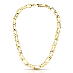 Colar com Elos Ovalados Lisos Banhado a Ouro 18k