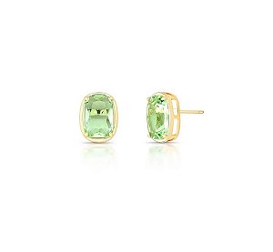 Brinco Oval em Cristal Verde Banhado a Ouro 18k