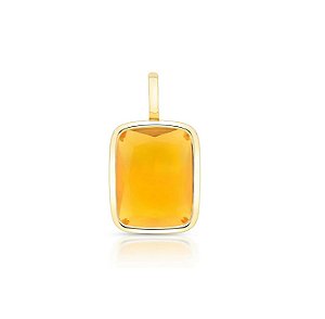 Pingente Avulso Retangular G Laranja Fecho Click Banhado a Ouro 18k