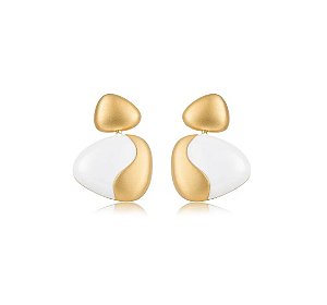 Brinco em Pêndulo Acetinado com Esmaltação Banhado a Ouro 18k