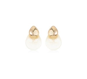 Brinco Gota Madrepérola Banhado a Ouro 18k