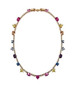 Colar Formas Geométricas Coloridas Banhado a Ouro 18k