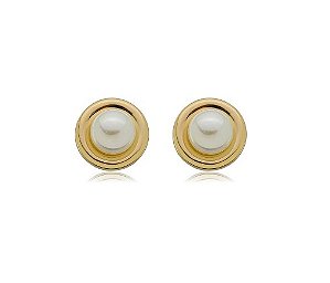 Brinco Redondo com Pérola Banhado a Ouro 18k