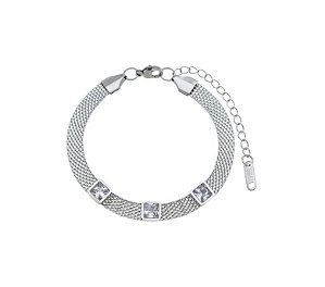 Pulseira de Esteira com Quadrados em Aço
