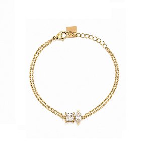 Pulseira com Cristais Geométricos em Aço Cirúrgico