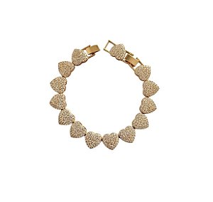 Pulseira Corações Cravejados Banhado a Ouro
