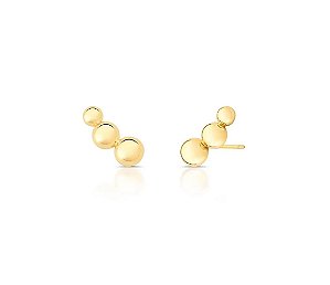 Brinco Ear Cuff Trio de Esferas Banhado a Ouro