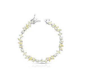 Pulseira Riviera Formas Geométricas Amarelo Banhada a Ródio Branco