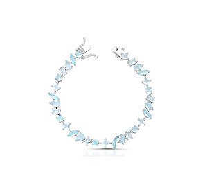 Pulseira Riviera Formas Geométricas Acqua Banhada a Ródio Branco
