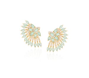 Brinco Ear Cuff Navetes Acqua Banhado a Ouro 18k