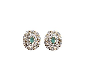 Brinco Oval Pedra Central Turmalina Fusion Banhado a Ouro