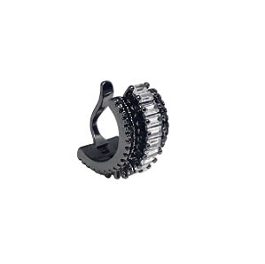 PIERCING LARGO LUXO BAGUETADO BANHADO A RÓDIO NEGRO