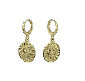 ARGOLA MEDALHA PEQUENA BANHADA A OURO