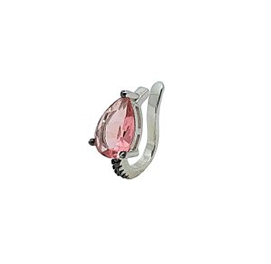 PIERCING GOTA TURMALINA ROSA COM CRAVAÇÃO NEGRA