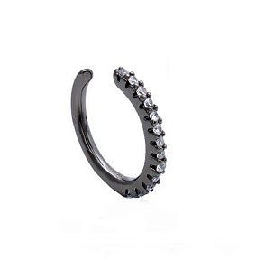 PIERCING FINO COM CRAVAÇÃO FRONTAL CRISTAL BANHADO A RÓDIO NEGRO