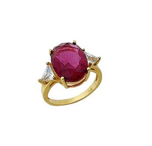 ANEL PEDRA OVAL COLORS BANHADO A OURO