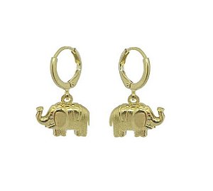 ARGOLA ELEFANTE LISO BANHADO A OURO