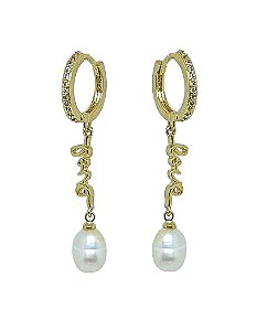 ARGOLA LOVE COM PÉROLA BANHADO A OURO