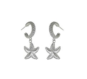 ARGOLA ESTRELA DO MAR EM RÓDIO BRANCO