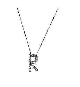 COLAR LETRA R EM 3 D BANHADO A RÓDIO NEGRO