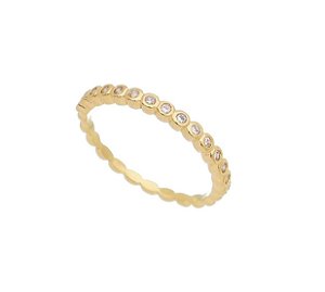 MEIA ALIANÇA CRISTAL BANHADA A OURO
