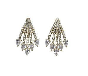 BRINCO EAR JACKET COM GOTAS BANHADO A OURO