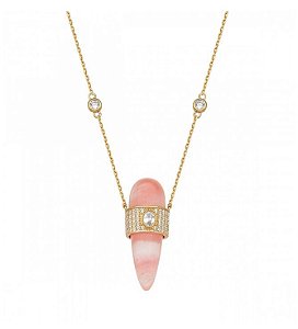 COLAR COM PINGENTE EM GOTA CABOCHÃO SALMÃO BANHADO A OURO