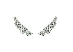 BRINCO EAR CUFF ZIRCONIAS CRISTAIS BANHADO A RÓDIO BRANCO