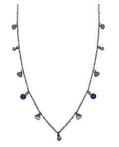 COLAR COM PINGENTES DIVERSOS BANHADO A RÓDIO NEGRO