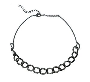 CHOKER ELOS COM LATERAIS RÍGIDAS BANHADA RÓDIO NEGRO