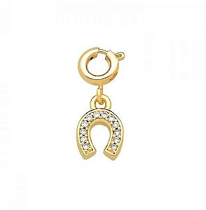 PINGENTE AVULSO FERRADURA CRAVEJADA BANHADO A OURO