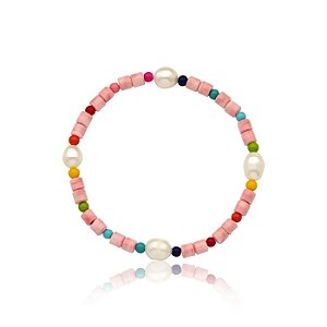 PULSEIRA COM RESINAS COLORIDAS E PÉROLAS DISPERSAS EM NYLON