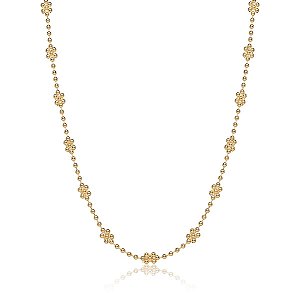 COLAR COM FLORES E BOLINHAS LISAS BANHADO A OURO