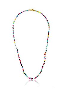 COLAR COM RESINAS COLORIDAS DISPERSAS BANHADA A OURO