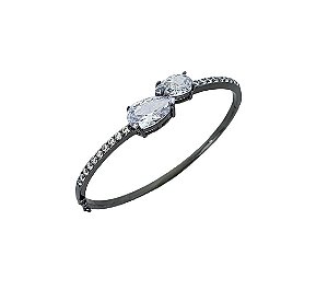 BRACELETE LUXO COM ZIRCÔNIAS CRISTAIS BANHADO A RÓDIO NEGRO