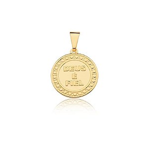 PINGENTE AVULSO DEUS É FIEL BANHADO A OURO