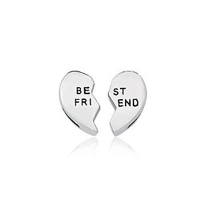 PINGENTE DE PULSEIRA ESTEIRA LISO CORAÇÃO BEST FRIEND EM AÇO