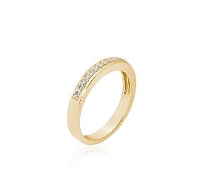 ANEL APARADOR COM UMA FILEIRA DE ZIRCÔNIAS BANHADO A OURO