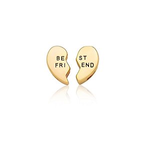 PINGENTE DE PULSEIRA ESTEIRA LISO CORAÇÃO BEST FRIEND EM AÇO DOURADO