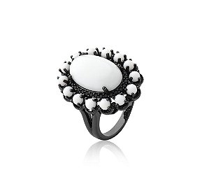 ANEL CABOCHÃO BRANCO BANHADO A RÓDIO NEGRO