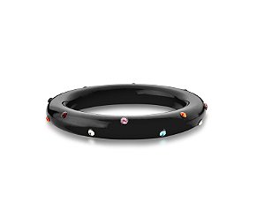 BRACELETE ESTREITO EM ACRÍLICO COM PONTOS COLORIDOS