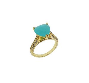 ANEL SOLITÁRIO CORAÇÃO ACQUA BANHADO A OURO